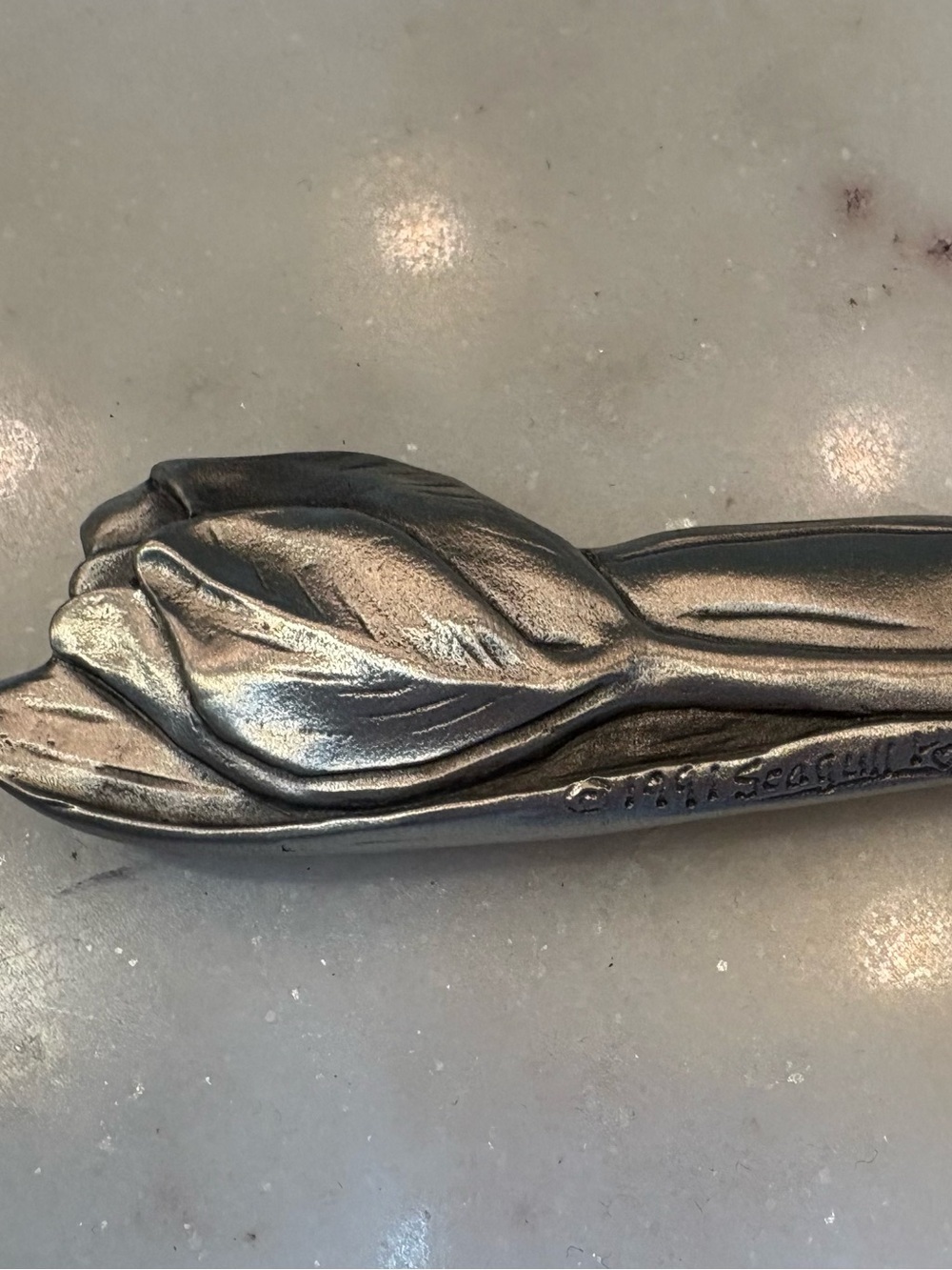 Seagull Pewter Calla Lily Marble Trivet & Butter Spreader Gift Set NIB - Picture 7 of 10